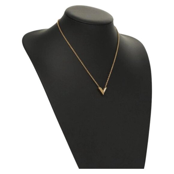 LOUIS VUITTON Essential V Necklace Gold M61083 LV - Picture 1 of 16